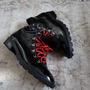 Schutz black lace up booties size 8b
